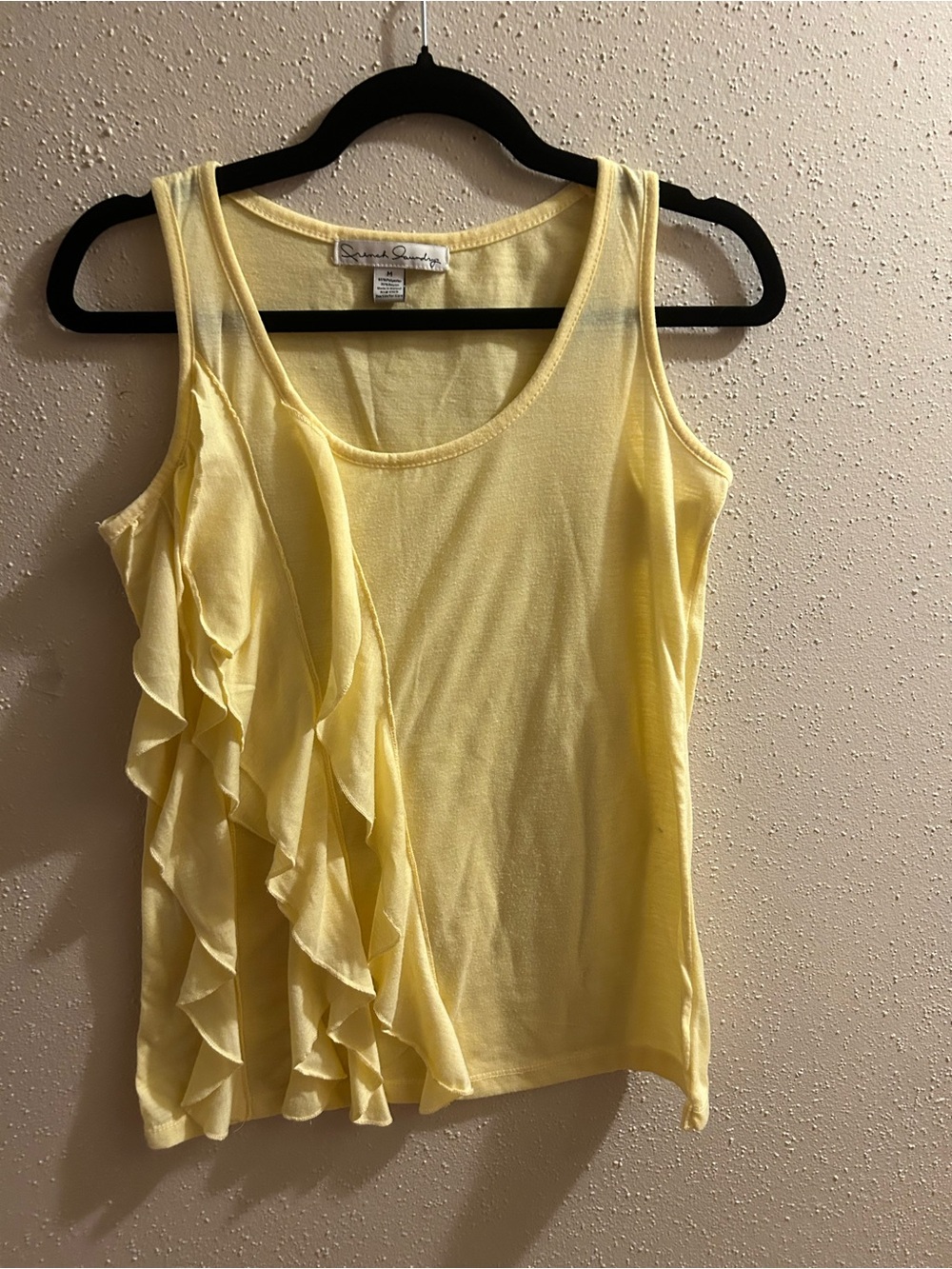 French Laundry Yellow Ruffle-Front Tank